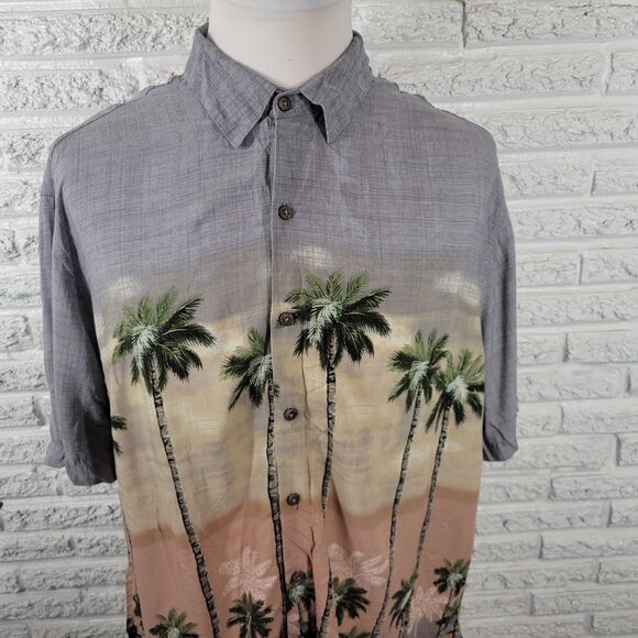Batik Bay Mens Shirt XXL Plus Short Sleeve Easy Care Blue Tropical Rayon FLO11E - Picture 3 of 8
